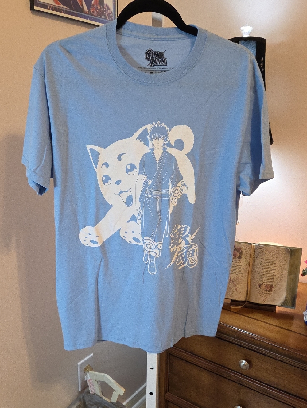 Gintama Graphic Tee in Light Blue with White Print
